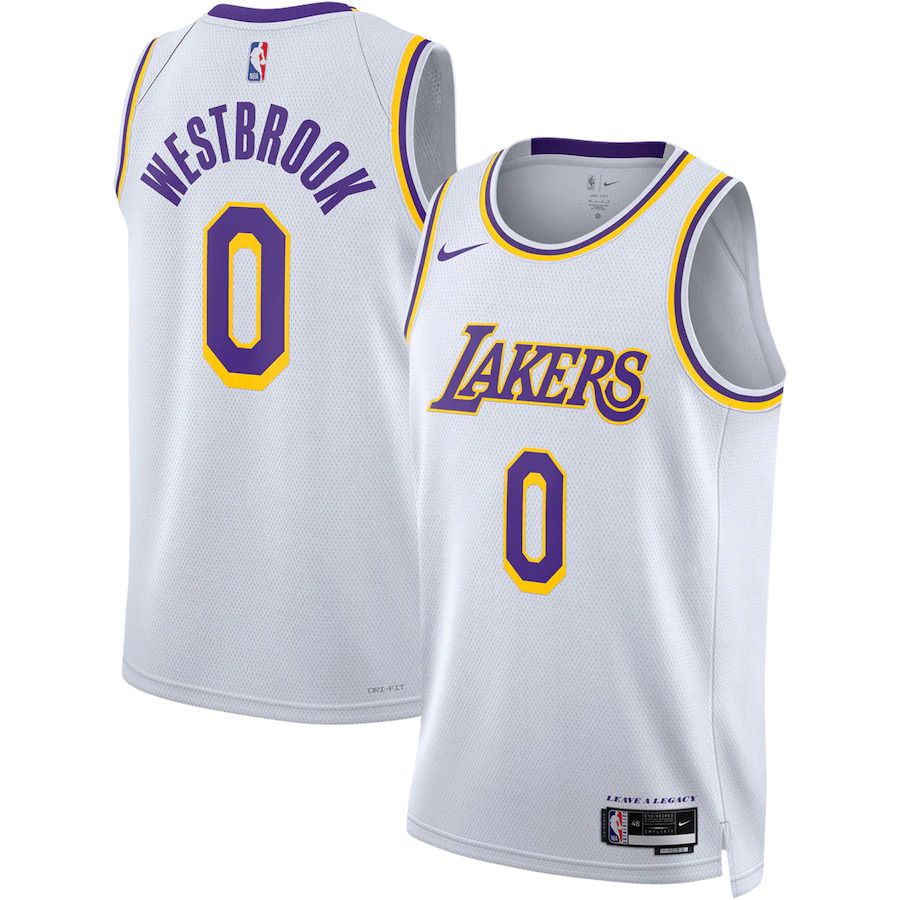 Men Los Angeles Lakers #0 Russell Westbrook Nike White Association Edition 2022-23 Swingman NBA Jersey->st.louis blues->NHL Jersey